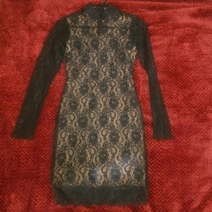 Lace dress with nude lining